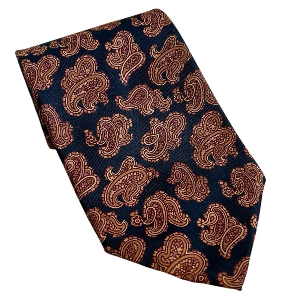 Men's Vintage Union Made DAMON CREATIONS Paisley Tie MADE IN USA Blue Red